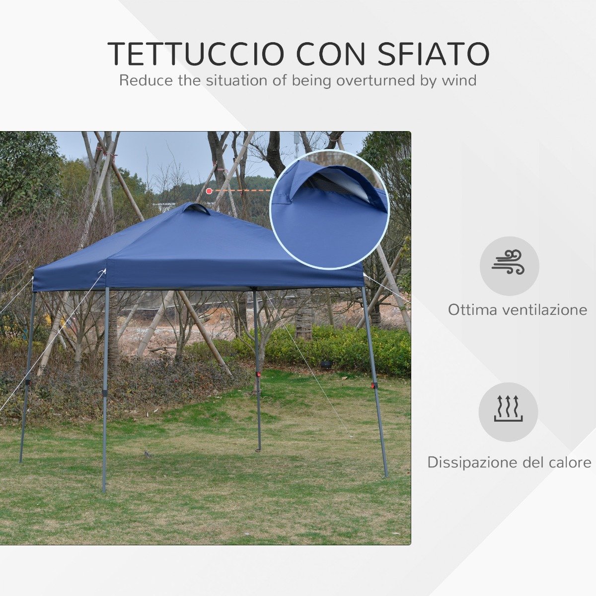 easycomfort easycomfort gazebo pieghevole 3x3m da giardino ed esterno in metallo e tessuto oxford blu con borsa da viaggio ean 8055776910895