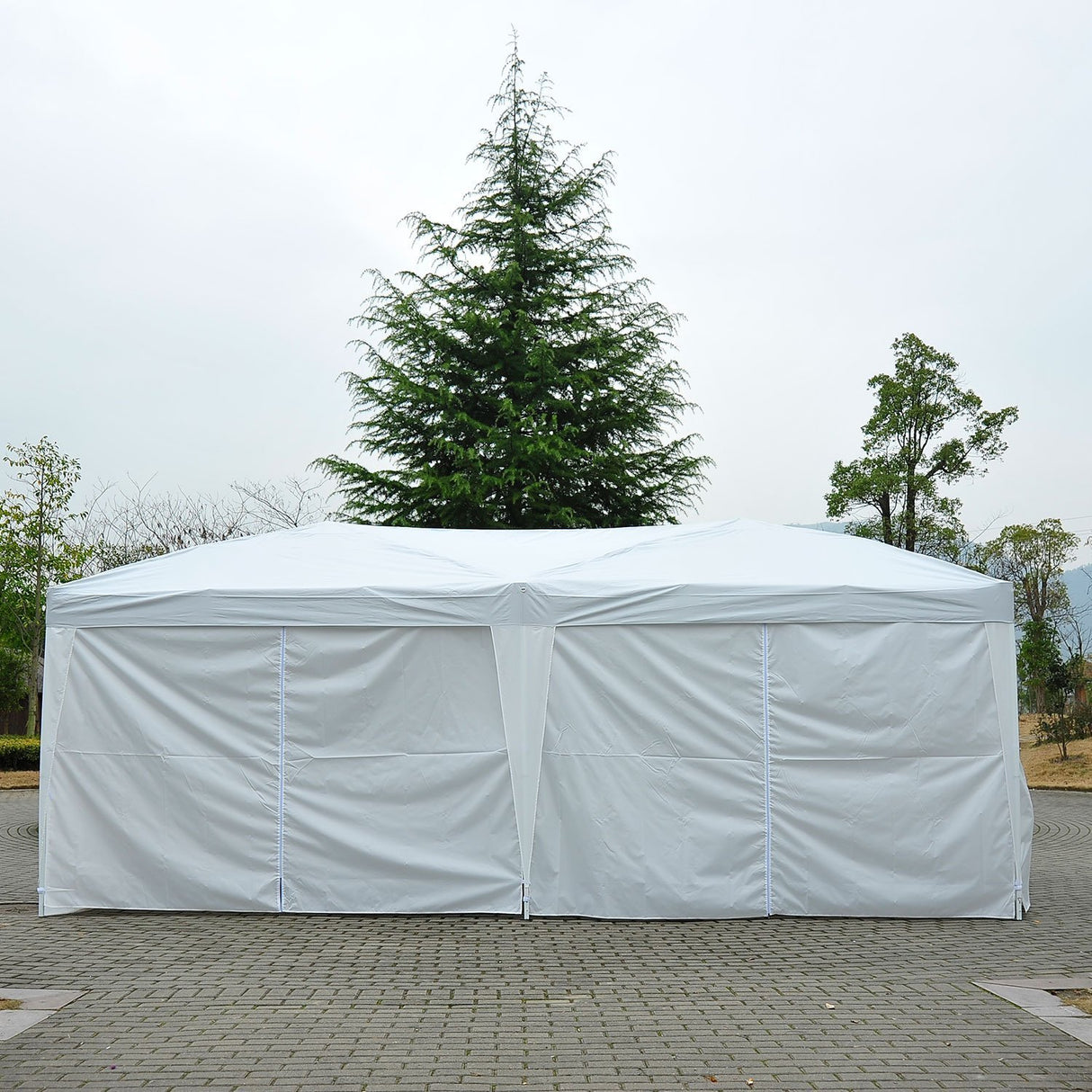 easycomfort easycomfort gazebo pieghevole da giardino con 6 pannelli laterali bianco 3x6m ean 8054111845557