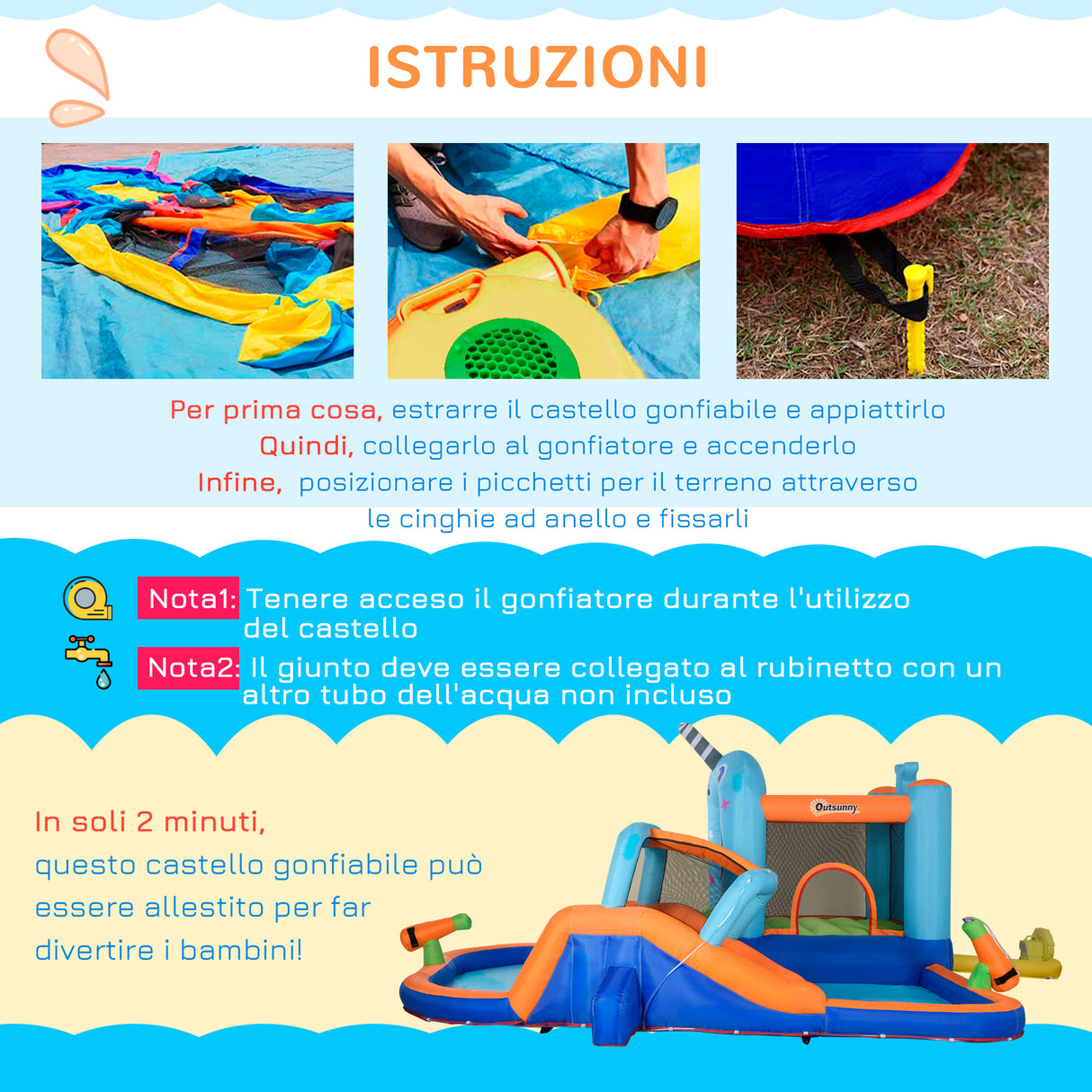easycomfort easycomfort gioco gonfiabile per bambini 3 8 anni con borsa da trasporto 12 paletti e toppe inclusi 420x370x230 cm