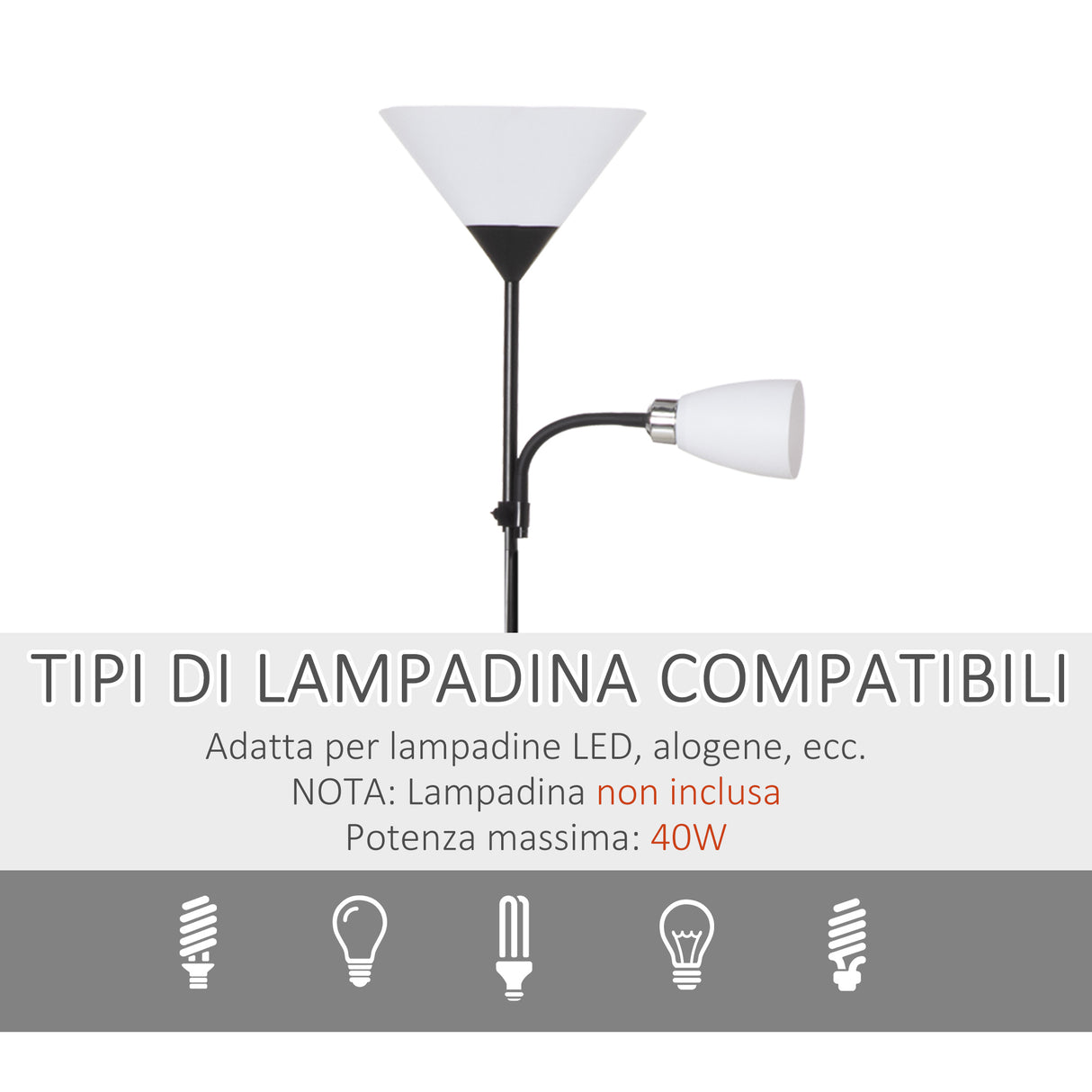 easycomfort easycomfort lampada da terra moderna con luce da lettura regolabile in metallo 42x24x178cm nero
