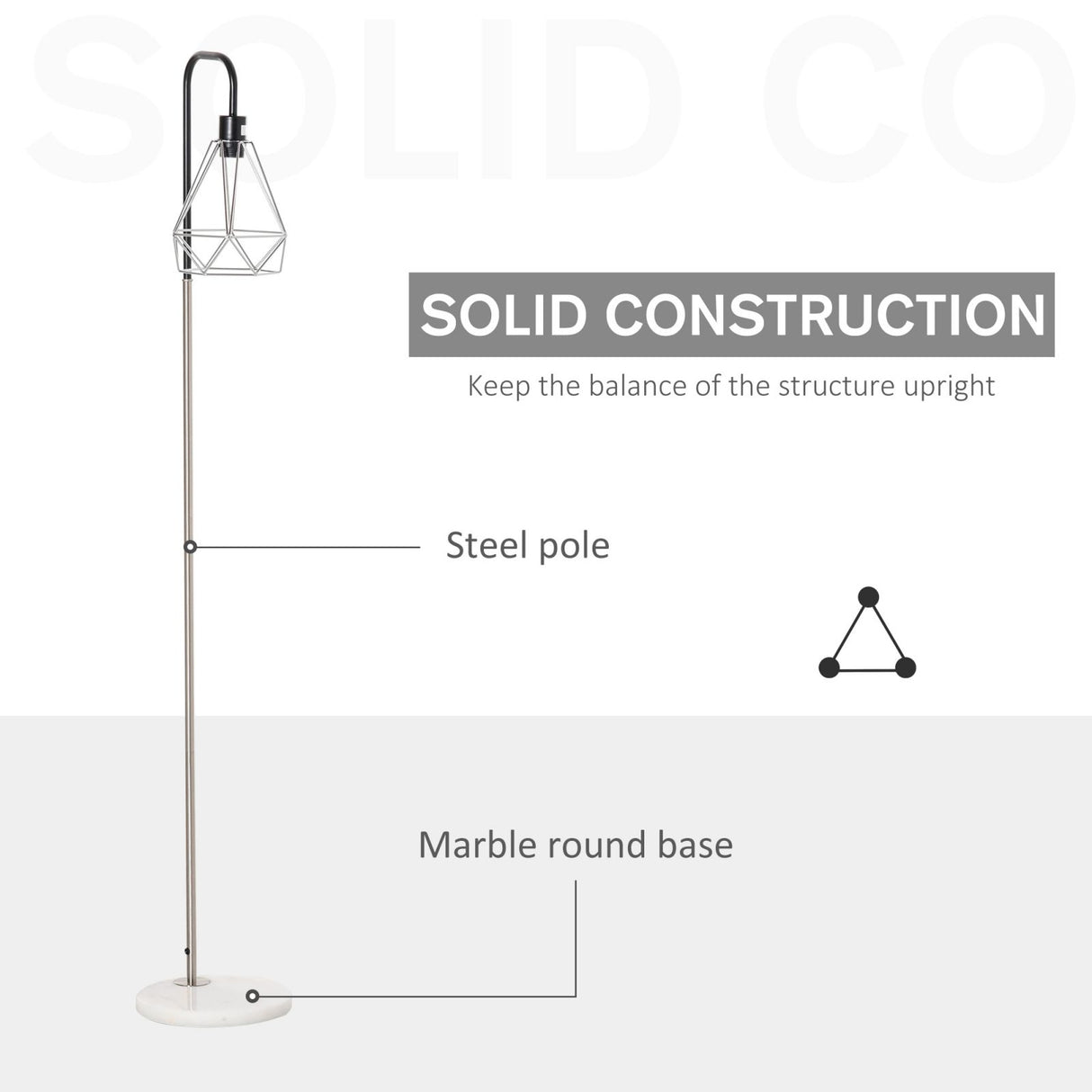 easycomfort easycomfort lampada da terra moderna paralume in filo metallico palo in metallo e base in marmo 25x152cm nero argento bianco ean 8054144136356