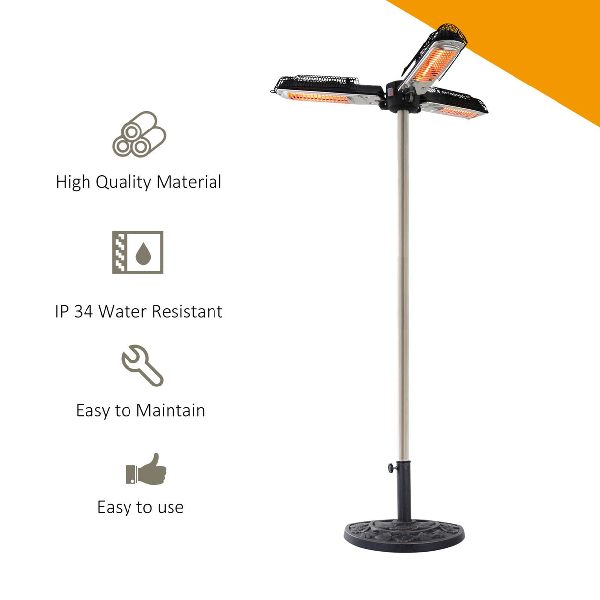 easycomfort easycomfort lampada riscaldante per esterni e ombrelloni 3 livelli di potenza e bracci pieghevoli nero