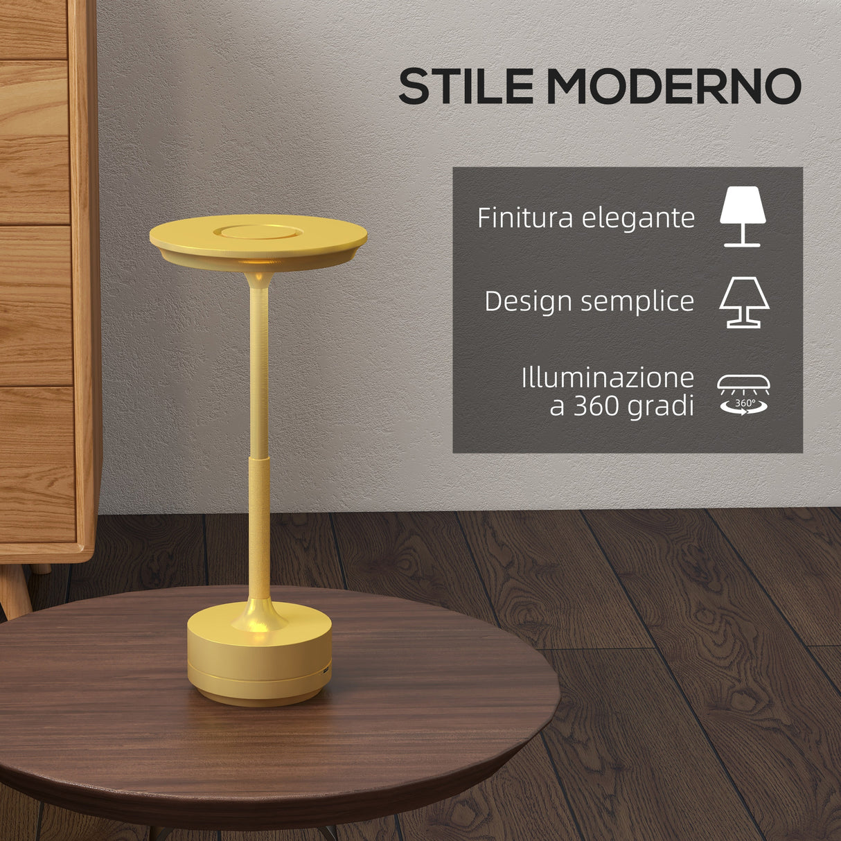 easycomfort easycomfort lampada senza filo touch luce led 3 tonalita e batteria ricaricabile 13x28 5cm oro