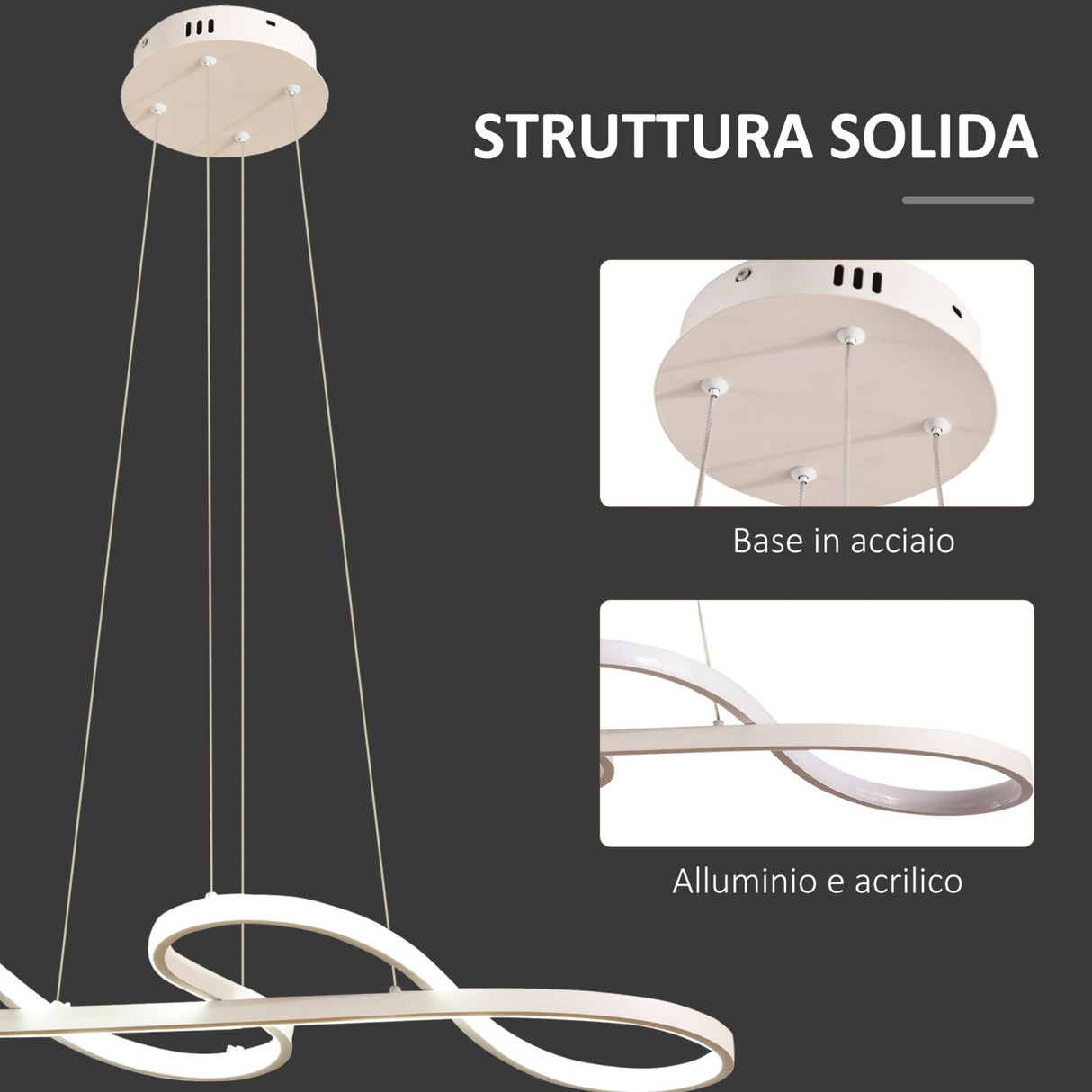 easycomfort easycomfort lampadario led 3 tonalita di luce altezza regolabile potenza 70w bianco