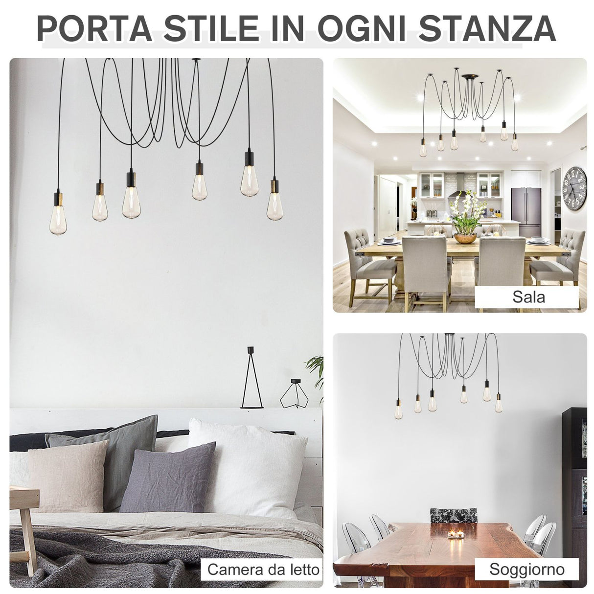 easycomfort easycomfort lampadario moderno a sospensione forma di ragno 6 luci casa e ufficio ean 8054111841559