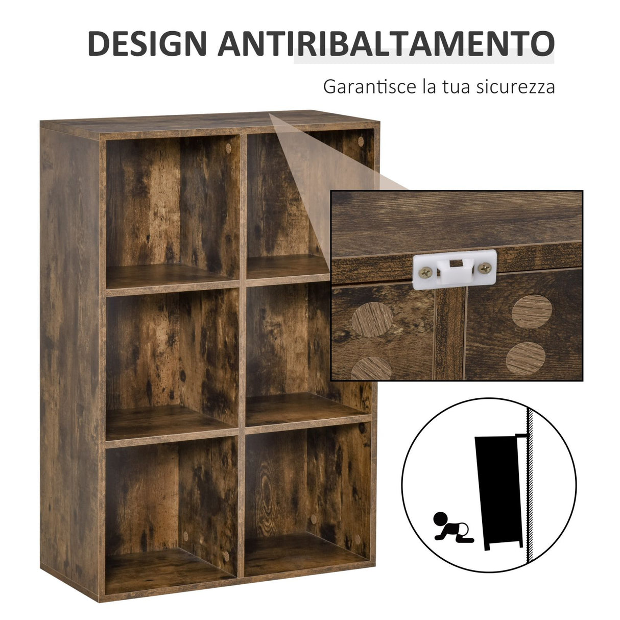 easycomfort easycomfort libreria da parete in legno stile industriale marrone 65 5x30x97 5cm