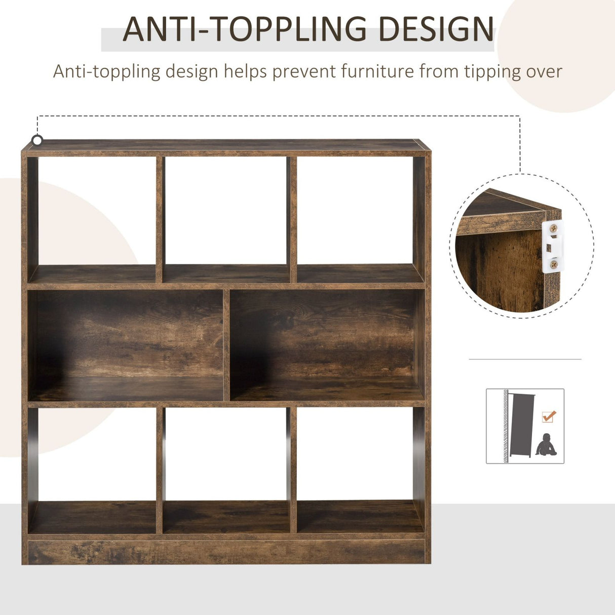 easycomfort easycomfort libreria moderna a 3 ripiani con 8 vani 97 5x30x100cm marrone rustico