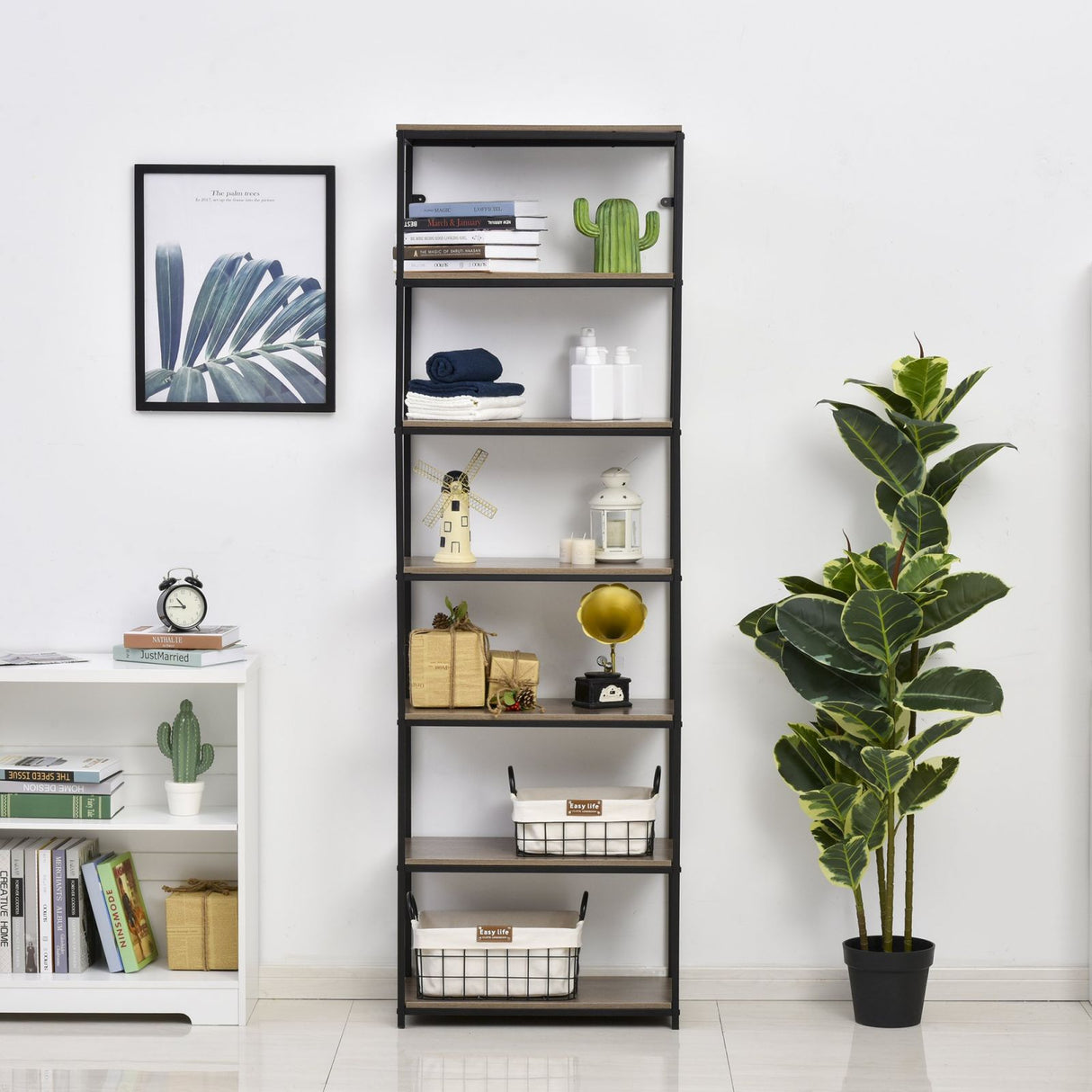 easycomfort easycomfort libreria scaffale stile industriale 7 mensole arredamento ufficio e casa ean 8054111846196