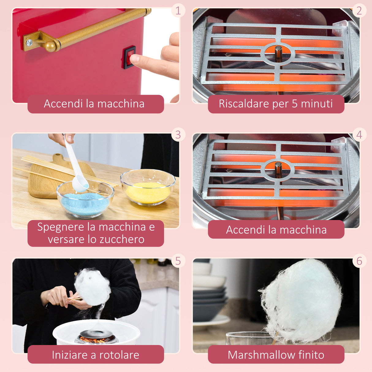 easycomfort easycomfort macchina per zucchero filato 450w con accessori 30x30x28cm rosso