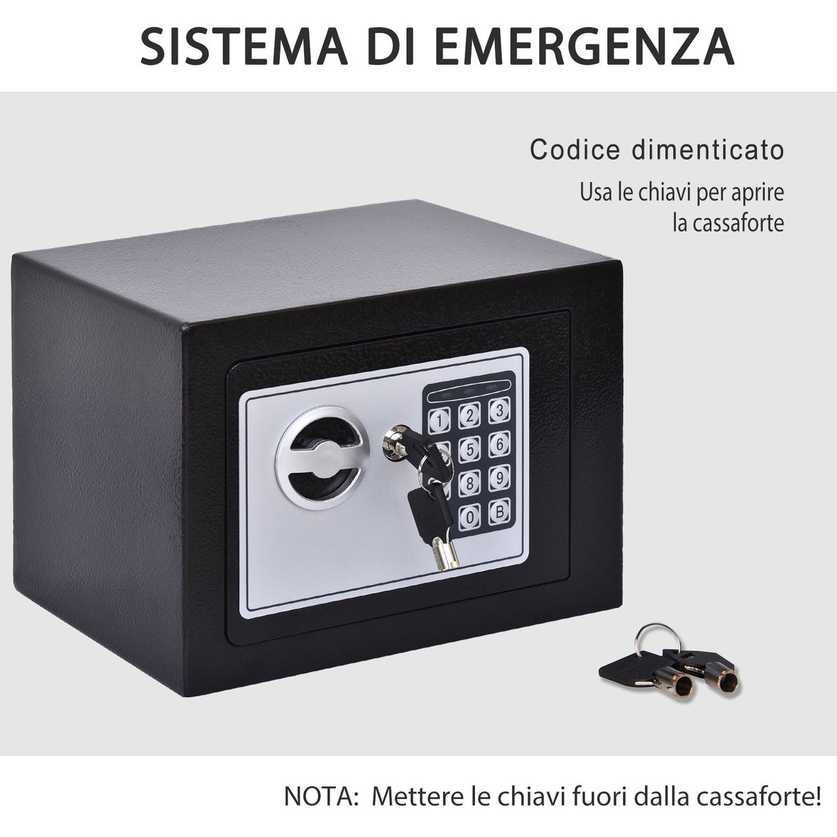 easycomfort easycomfort mini cassaforte elettronica con combinazione e chiavi di emergenza in acciaio con fissaggio a muro 23x17x17cm nero