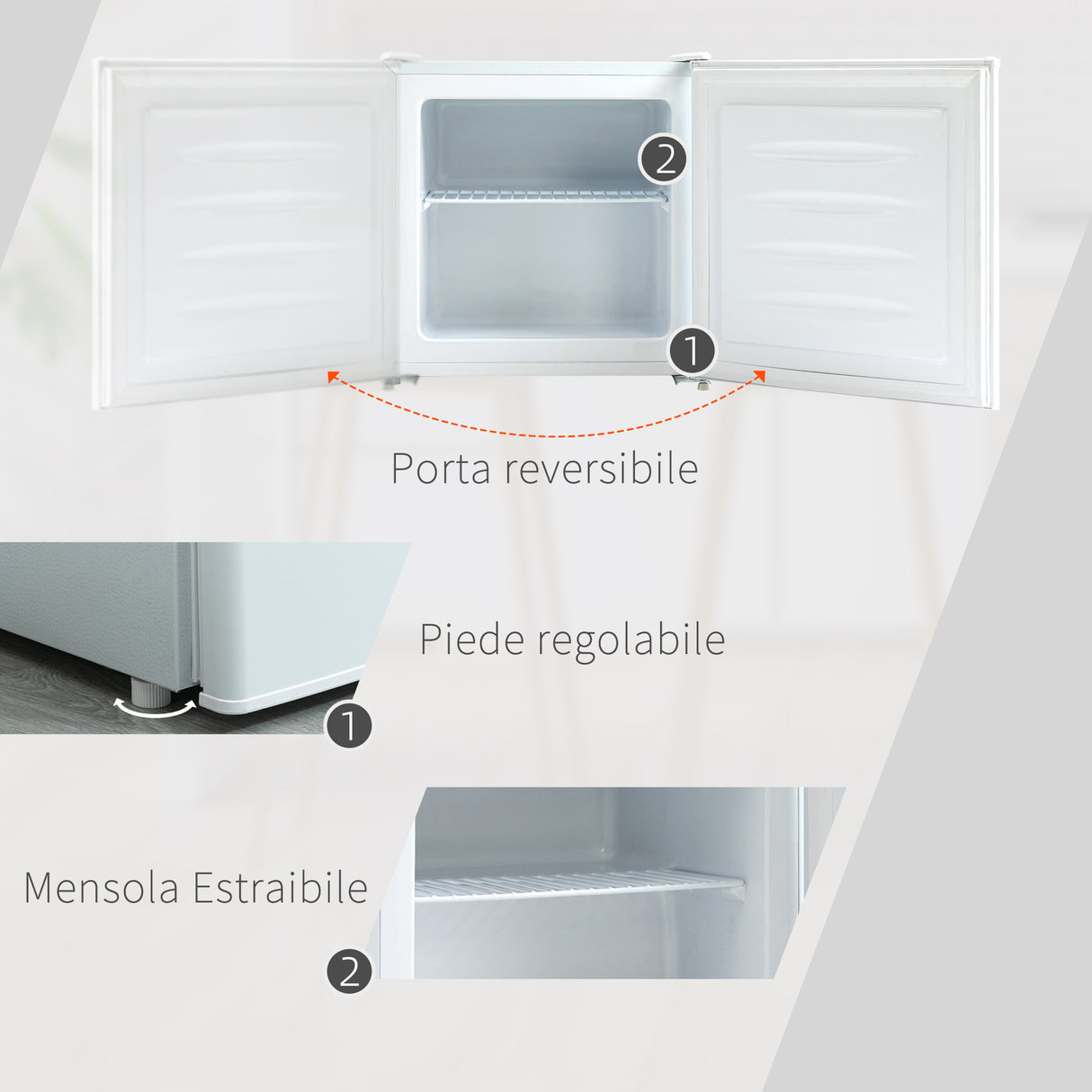 easycomfort easycomfort mini congelatore 35l con ripiano removibile e porta reversibile 47x44 2x48 8cm bianco