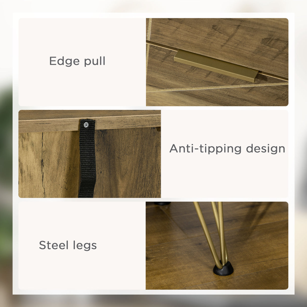 easycomfort easycomfort mobile cassettiera a 4 cassetti in legno truciolare e gambe in acciaio 48x21x79cm legno e oro