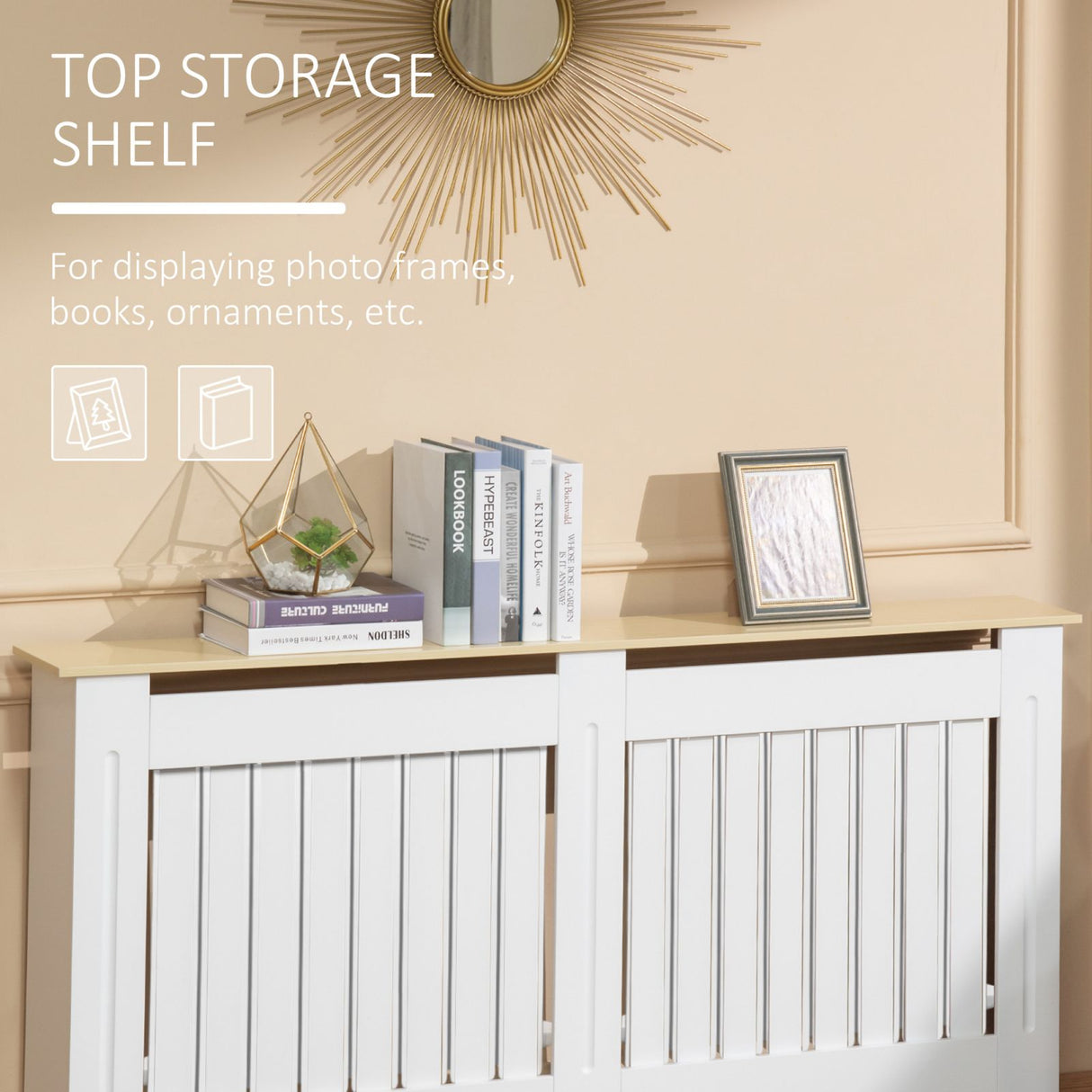 easycomfort easycomfort mobile copricaloriferi in legno truciolare e mdf pannello a doghe e mensola superiore bianco