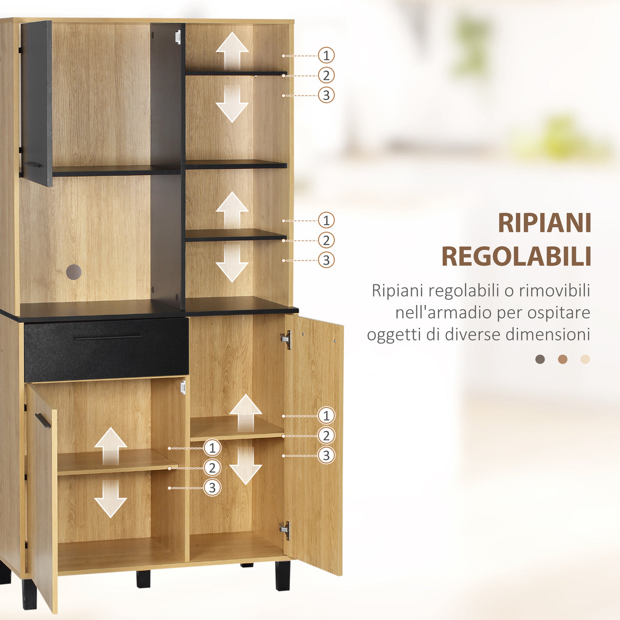 easycomfort easycomfort mobile cucina moderno in truciolato e legno di pino con cassetti e ripiani regolabili 90x40x180 cm