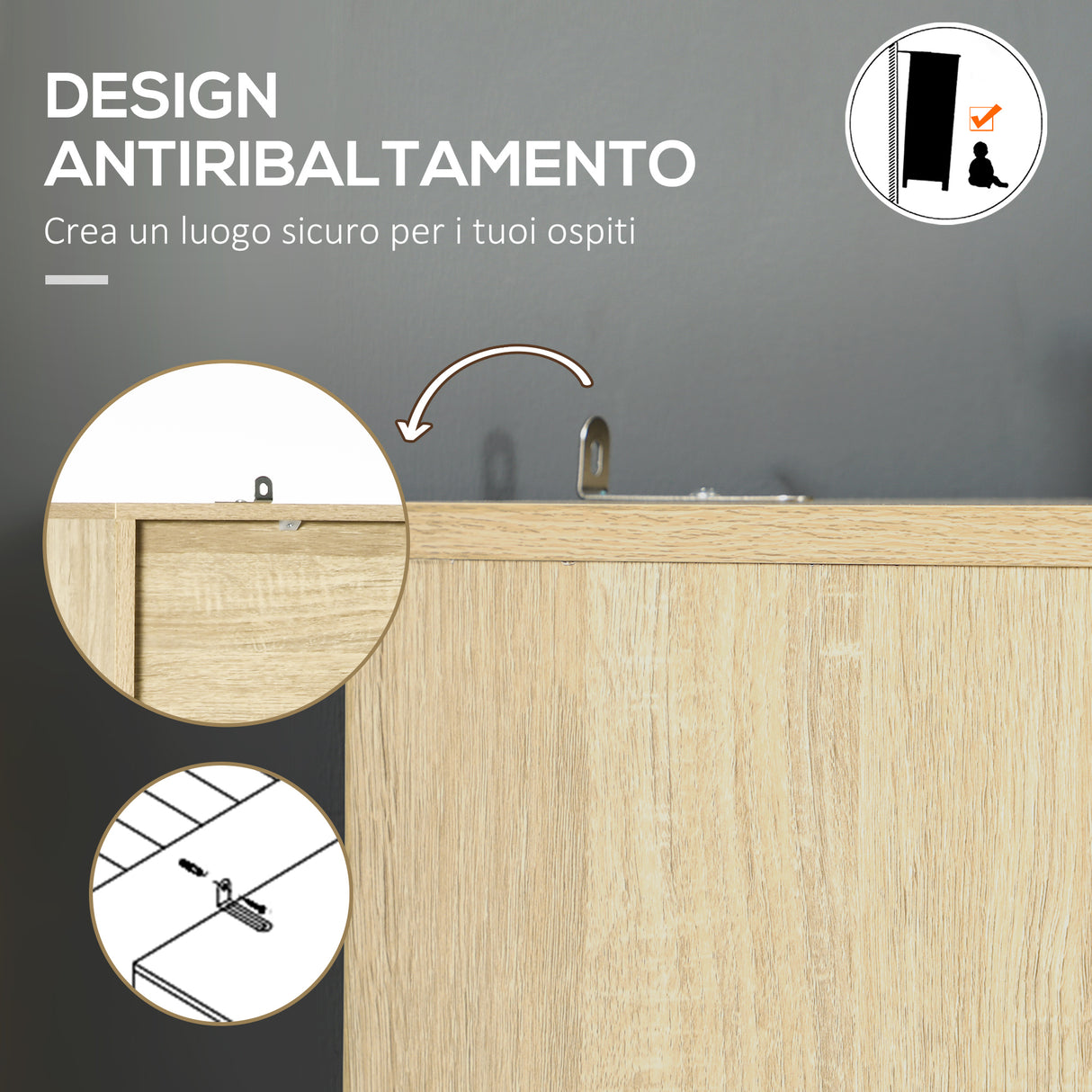 easycomfort easycomfort mobile libreria a parete in mdf e metallo con 2 cassetti 2 armadietti e 4 ripiani aperti 80x35x155 cm