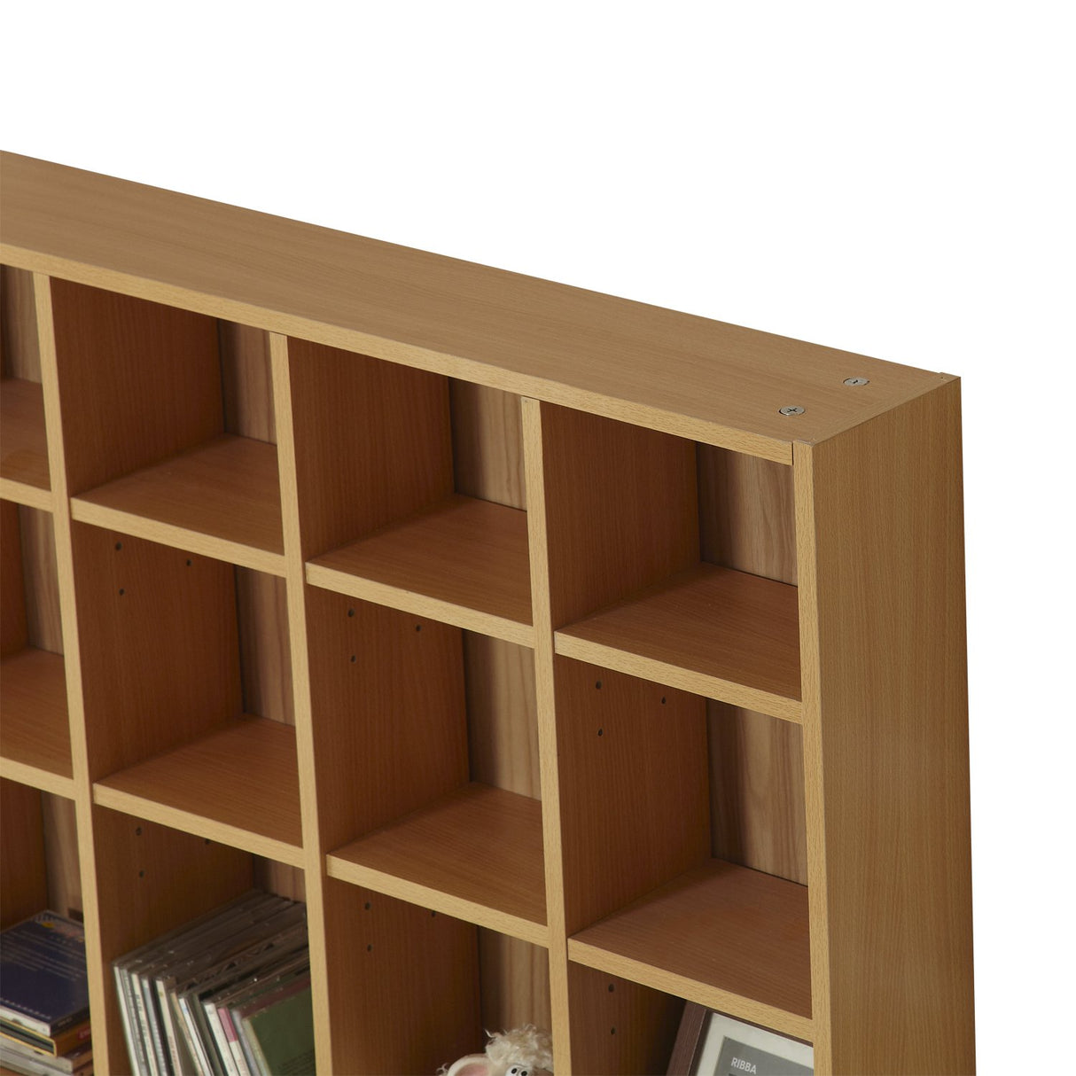 easycomfort easycomfort mobile libreria porta cd a muro 24 scompartimenti regolabile in altezza 130 5 89 20cm legno naturale ean 8054144133911