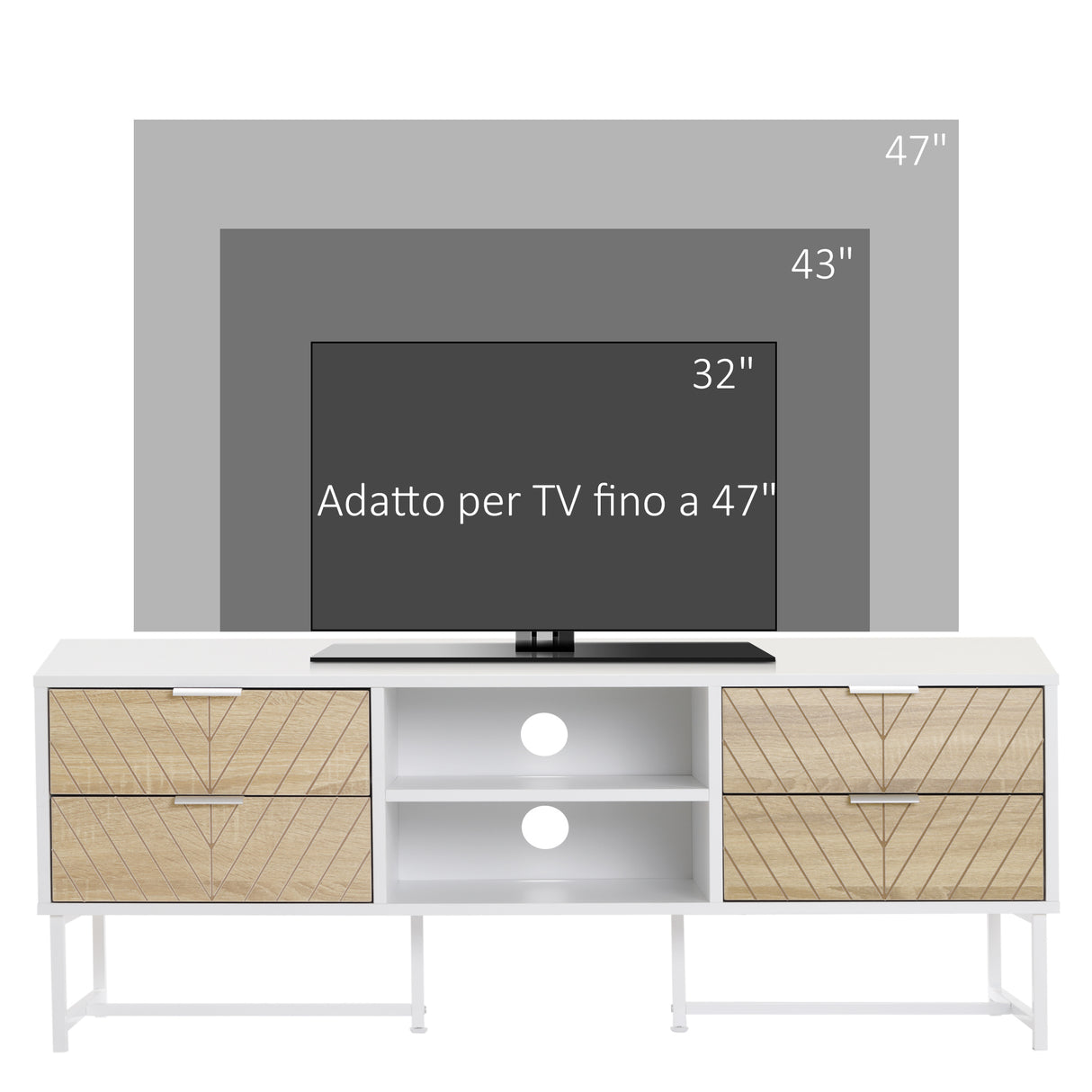 easycomfort easycomfort mobile porta tv in legno per televisioni 32 47 120x39x48cm bianco e rovere