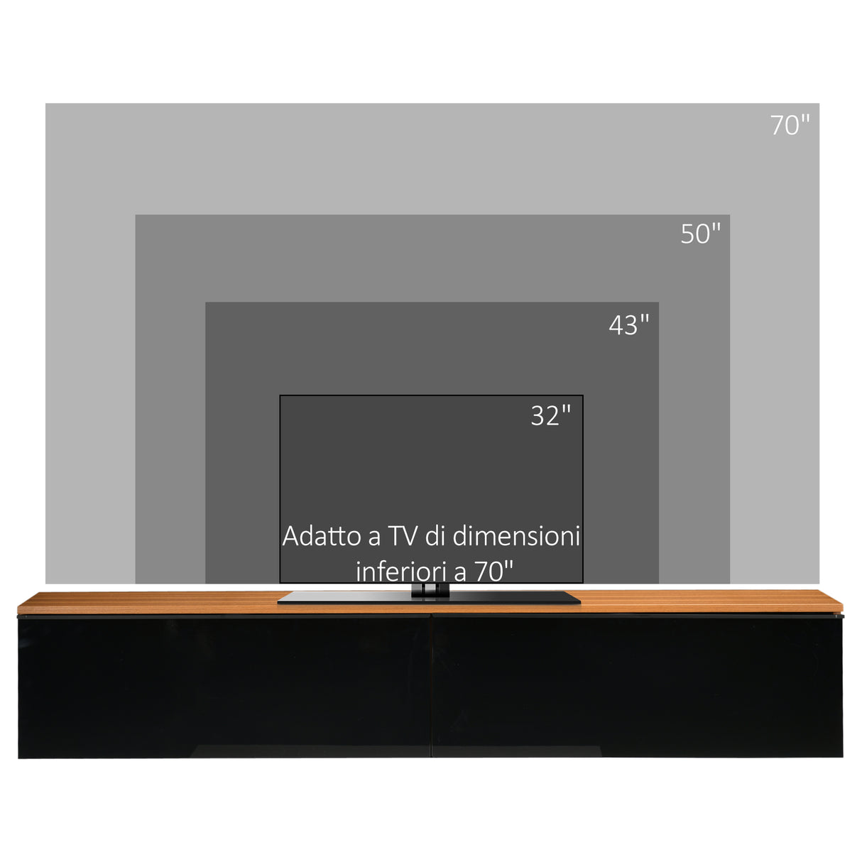 easycomfort easycomfort mobile tv con design lucido a parete e credenze chiuse in truciolato 160x35x30 cm marrone e nero