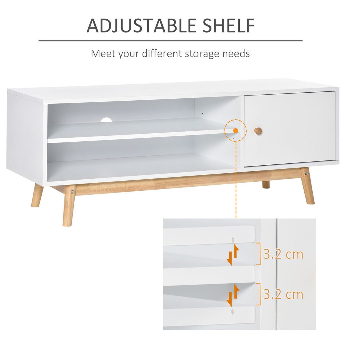 easycomfort easycomfort mobile tv con vani aperti e base rialzata tv fino 50 120x39 5x44 5cm bianco