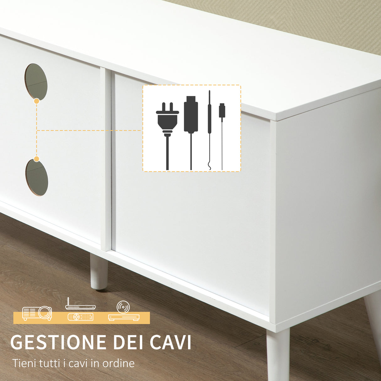 easycomfort easycomfort mobile tv fino a 50 con 2 cassetti removibili e 2 ripiani aperti 110x29x46 5cm bianco e grigio