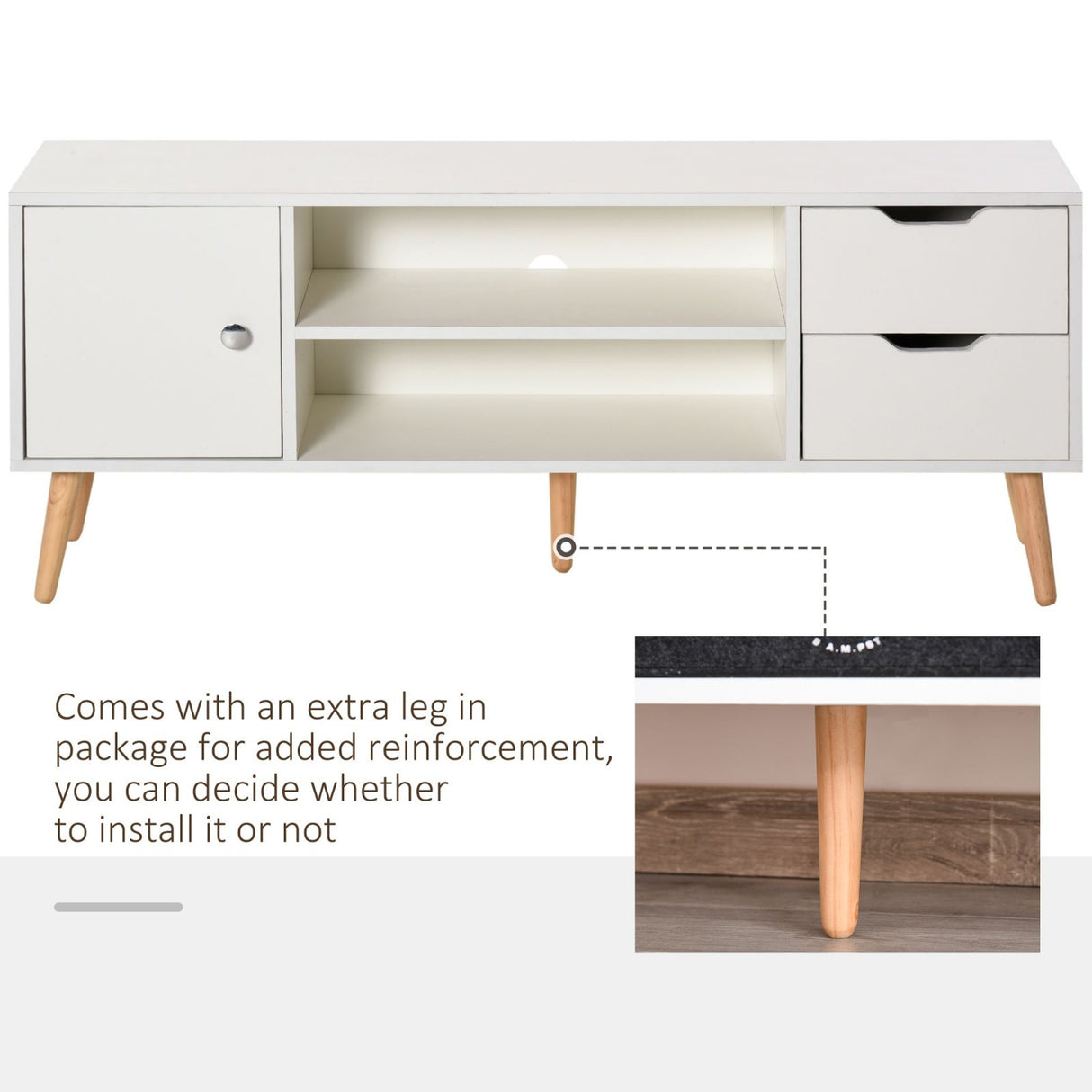 easycomfort easycomfort mobile tv moderno in legno bianco con piedini per tv max 42 120x28x44cm