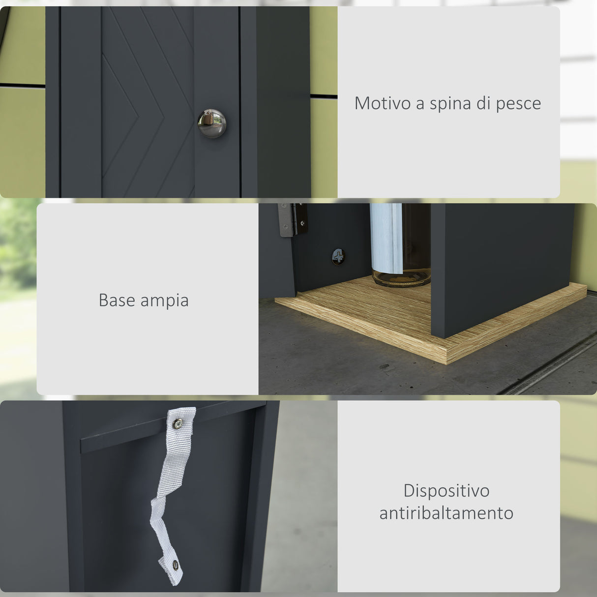 easycomfort easycomfort mobiletto bagno con barra e armadietto a 3 livelli regolabili in mdf e truciolato grigio