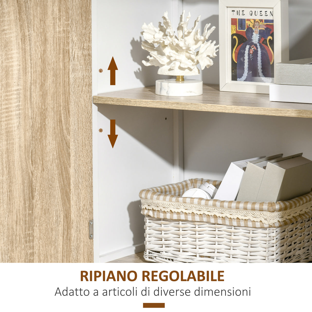 easycomfort easycomfort mobiletto multiuso 2 ante con mensola regolabile in mdf 62x40x77cm bianco e legno