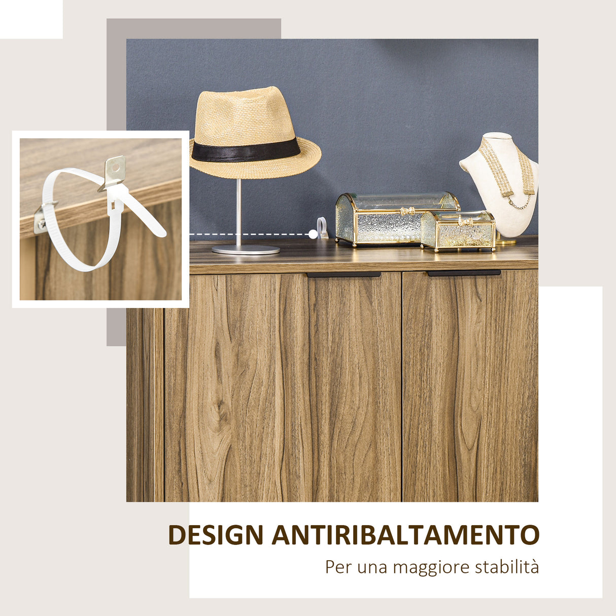 easycomfort easycomfort mobiletto multiuso 2 ante da soggiorno e salotto in legno e metallo 80 x 40 x 80 cm grigio