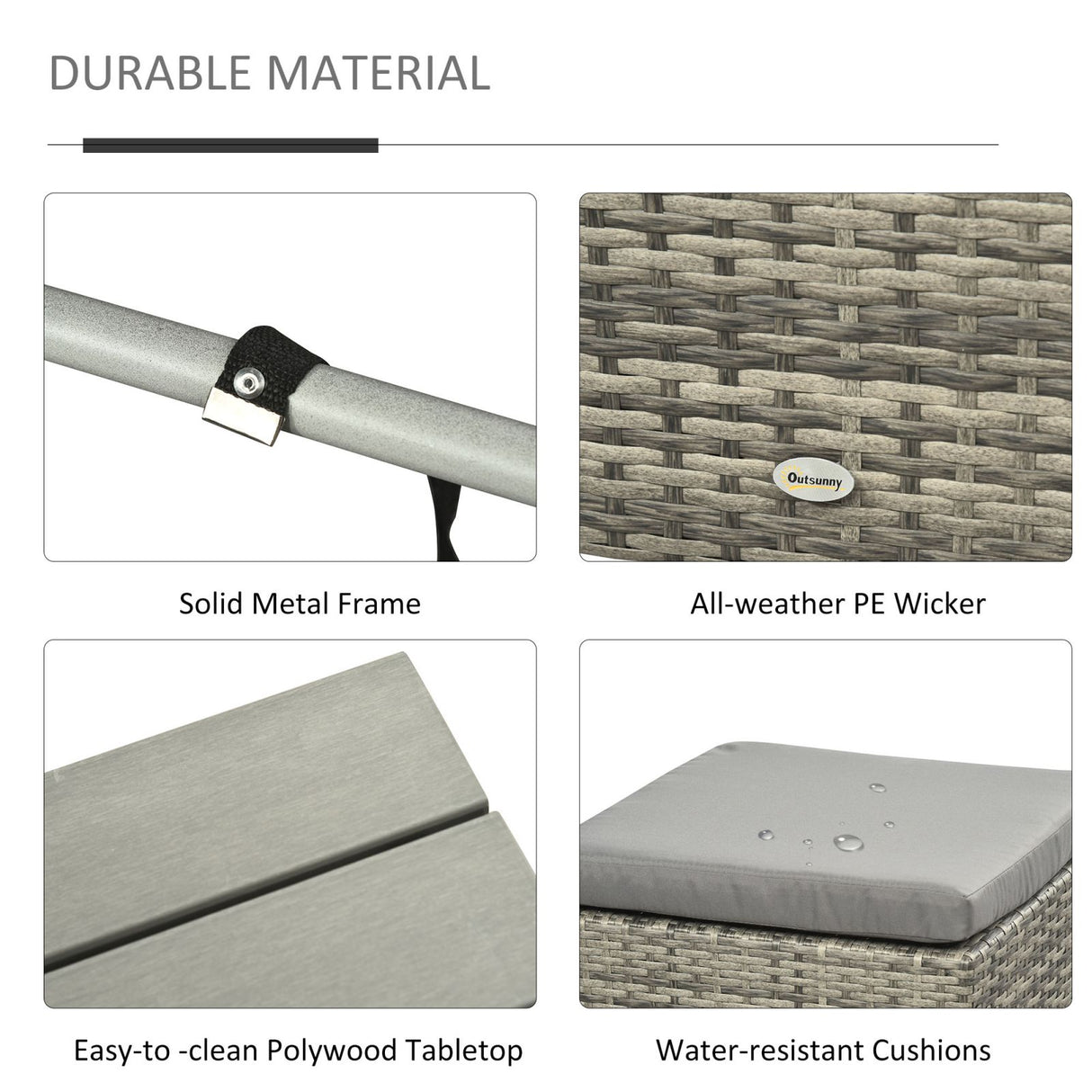 easycomfort easycomfort mobili da giardino in pe rattan salotto da esterno set 4 pezzi con divano tavolino regolabile e pouf grigio ean 8055776914770