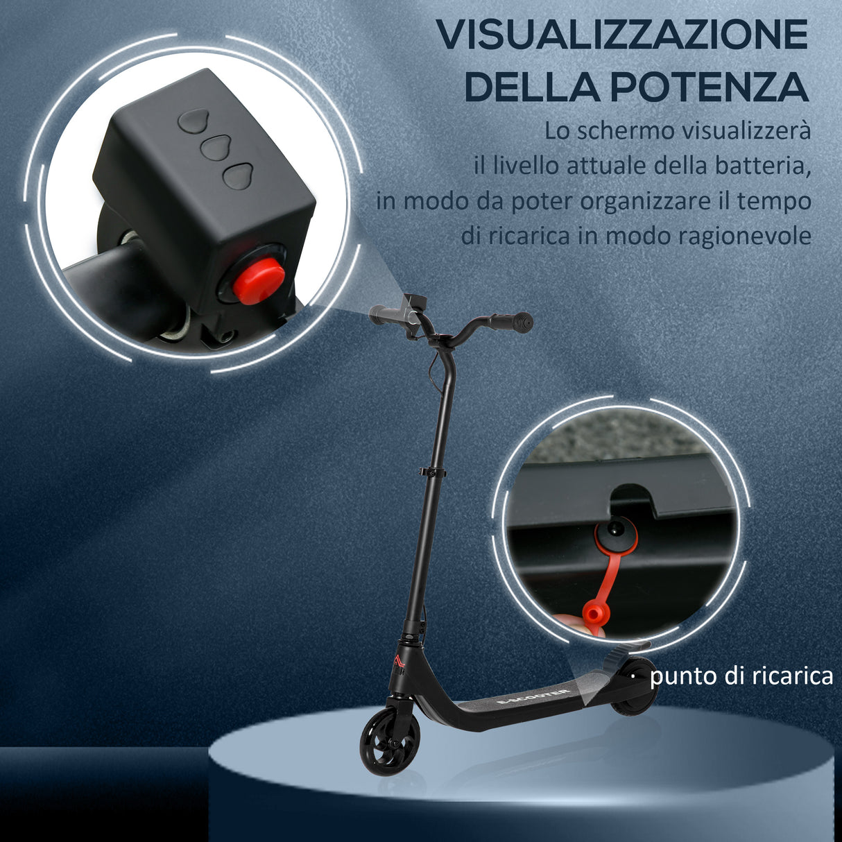 easycomfort easycomfort monopattino elettrico ad altezza regolabile per bambini 6 anni 76x53x90 95cm nero