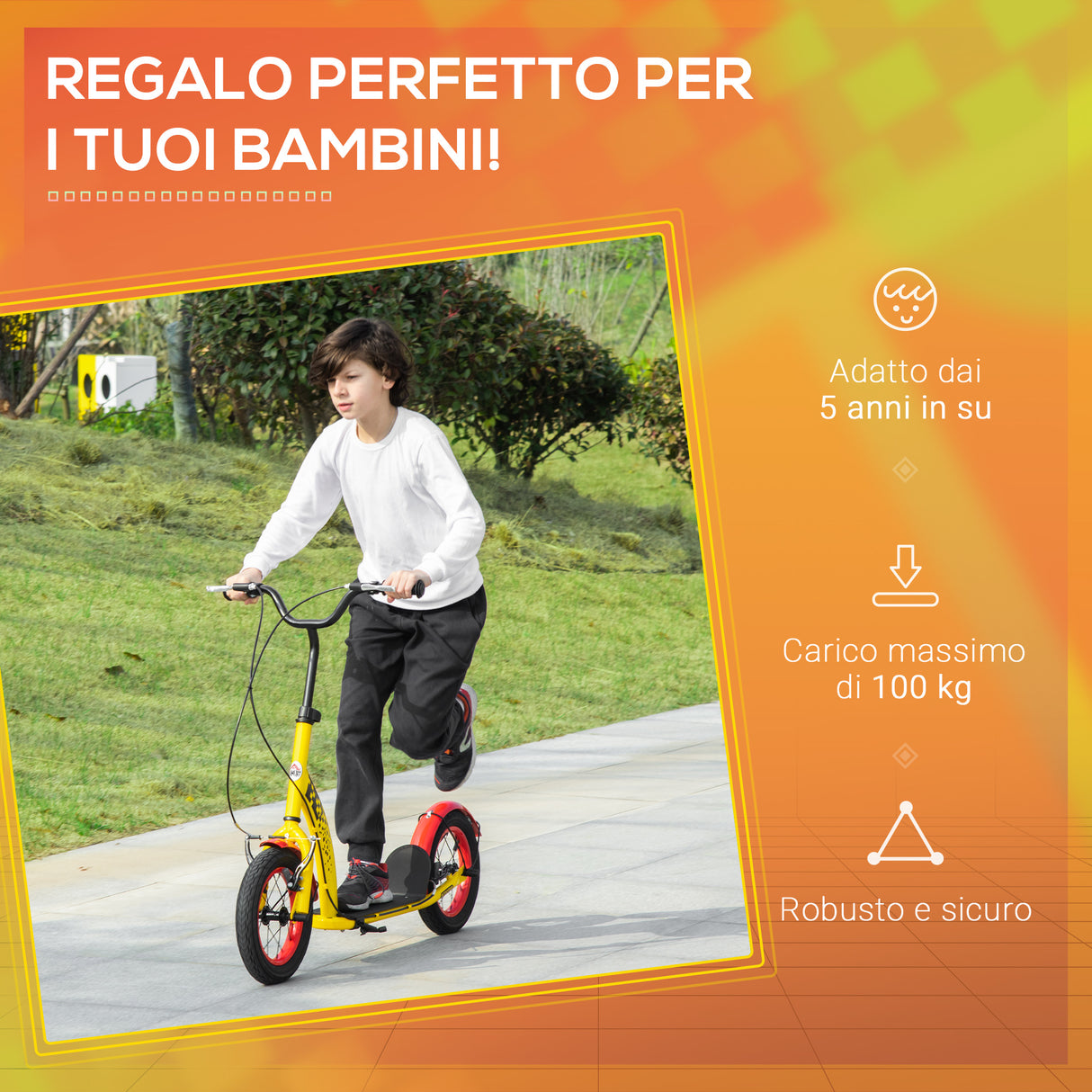 easycomfort easycomfort monopattino per bambini 5 anni altezza regolabile e doppio freno 118x55 5x85 100 5cm giallo