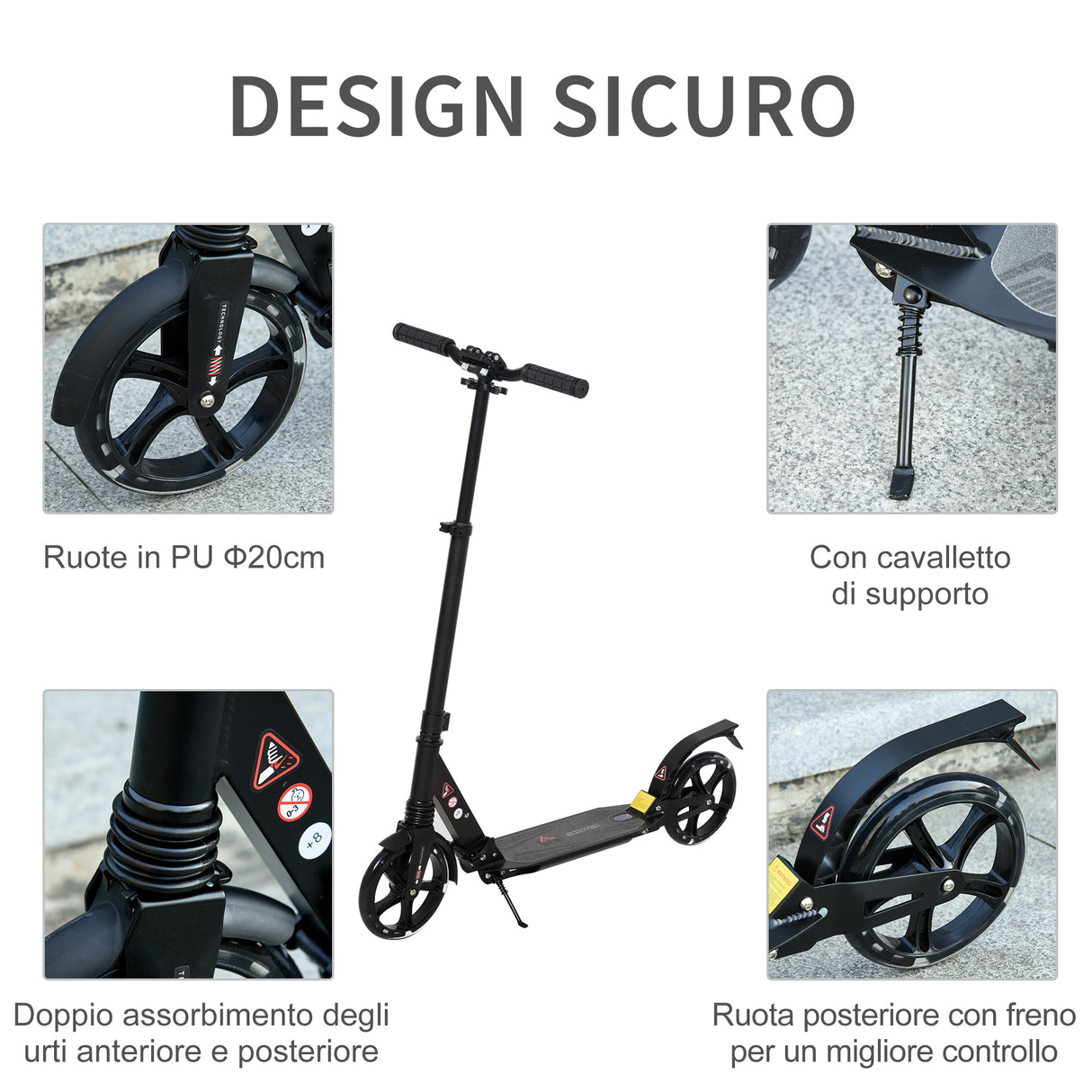 easycomfort easycomfort monopattino pieghevole per bambini fino a 14 anni con ruote luminose e manubrio regolabile su 3 livelli nero