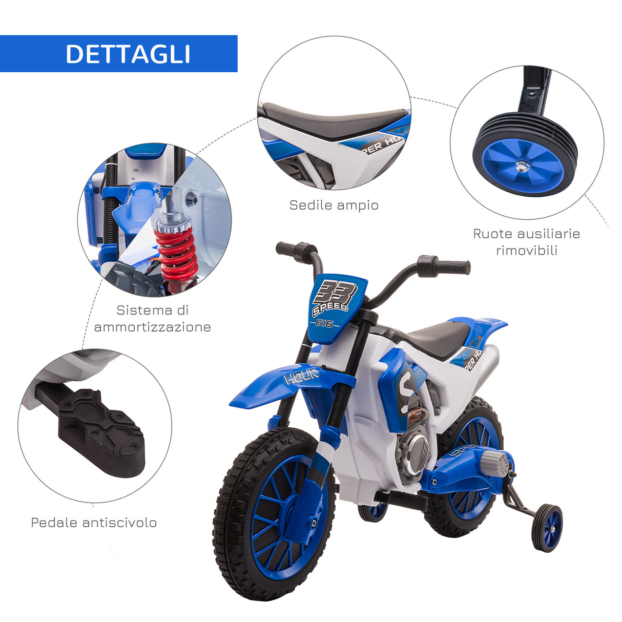 easycomfort easycomfort moto da cross elettrica per bambini da 3 5 anni blu