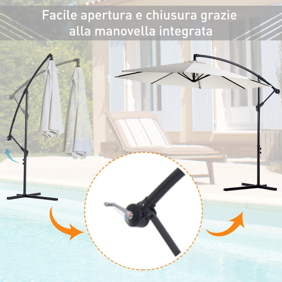easycomfort easycomfort ombrellone da giardino a braccio con manovella 3x2 5m bianco ean 8054144134239