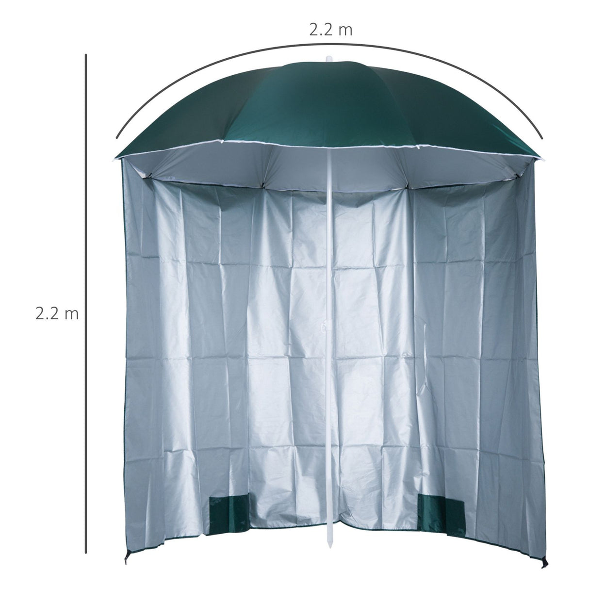 easycomfort easycomfort ombrellone da spiaggia e da giardino 220cm con tenda parasole poliestere e metallo verde scuro e bianco ean 8054111842105