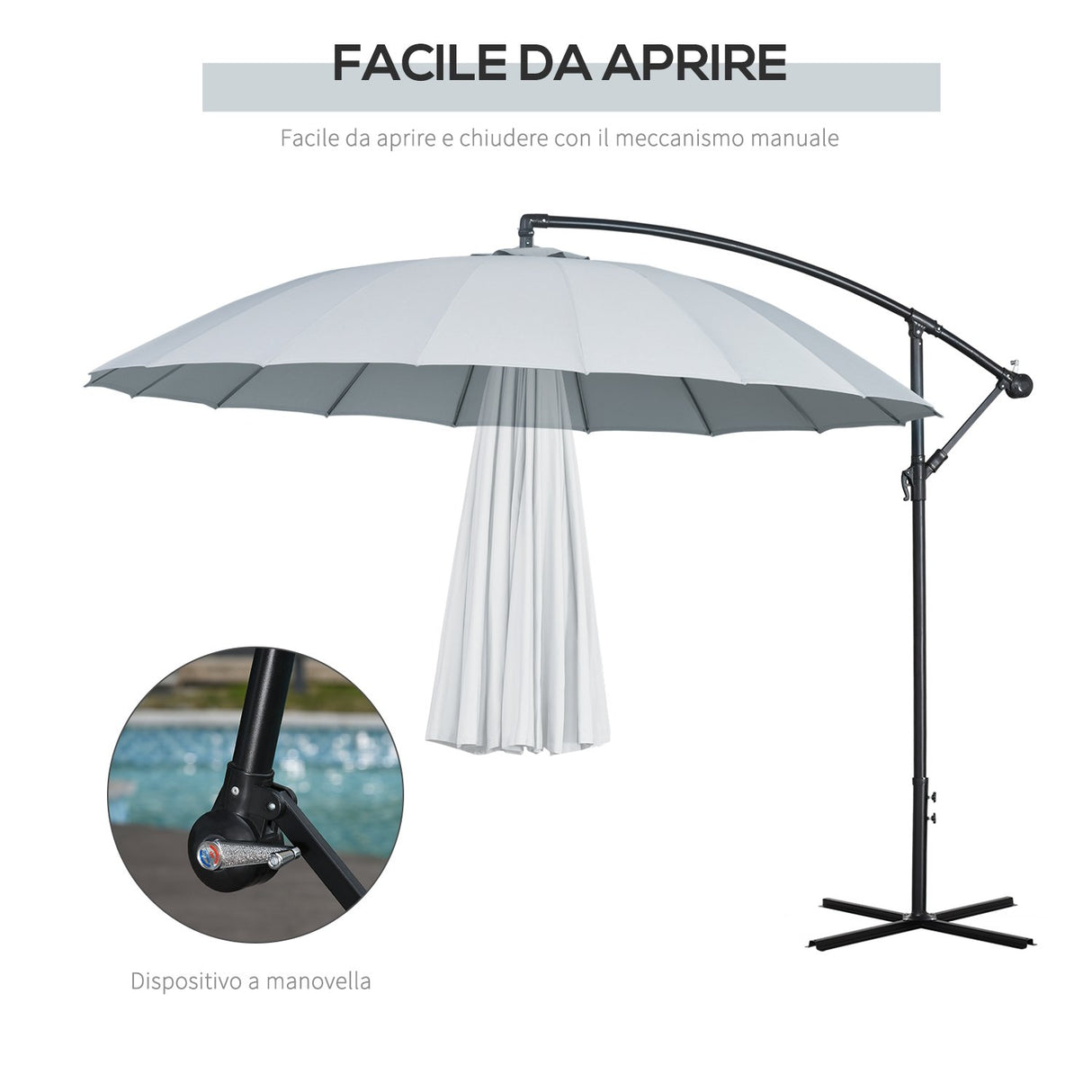 easycomfort easycomfort ombrellone decentrato da giardino 296cm ombrellone a braccio per esterni grigio con base a croce ean 8055776910888