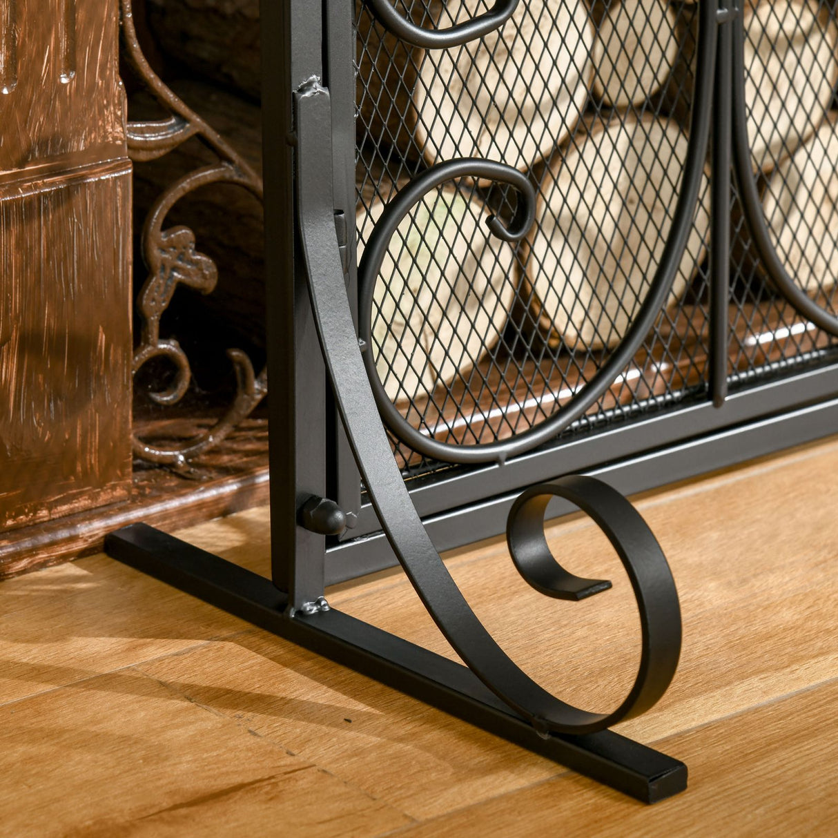 easycomfort easycomfort parascintille per camino in metallo con 2 porte chiusura a clip 88x30x89cm nero