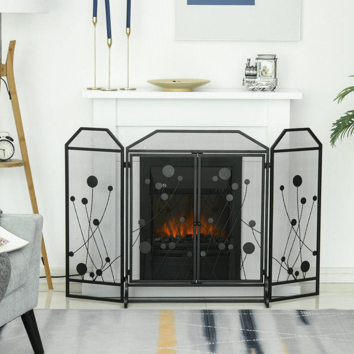 easycomfort easycomfort parascintille pieghevole per camino in acciaio nero con 2 porte a chiusura magnetica 125x80cm ean 8054111845625