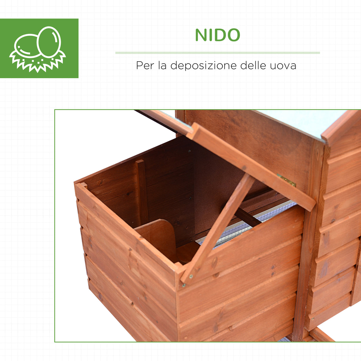 easycomfort easycomfort pollaio in legno con casetta nido di cova e area aperta per 2 4 galline 190x66x116cm arancione