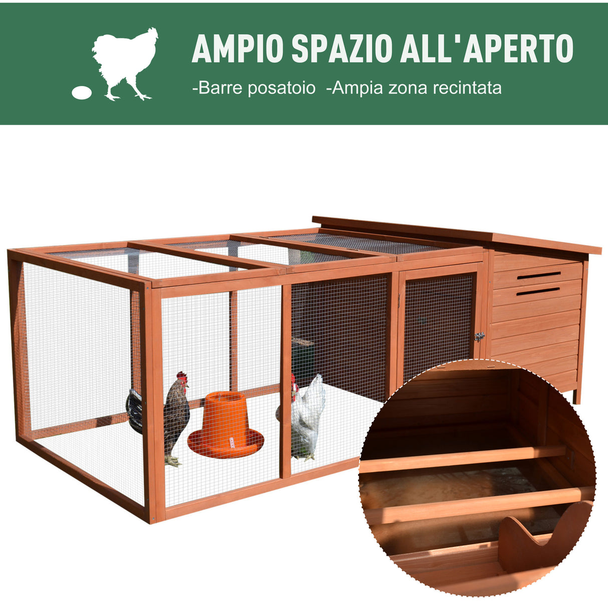 easycomfort easycomfort pollaio in legno per galline casetta con tetto apribile e spazio esterno
