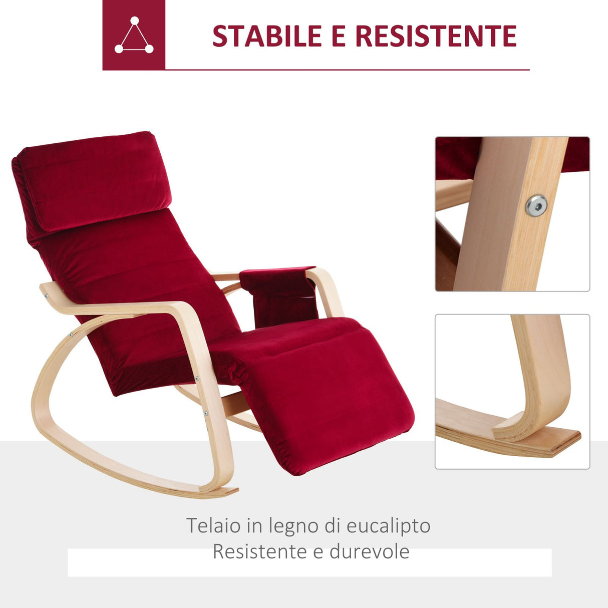 easycomfort easycomfort poltrona a dondolo rossa con poggia gambe regolabile e tasca portaoggetti ean 8055776914312