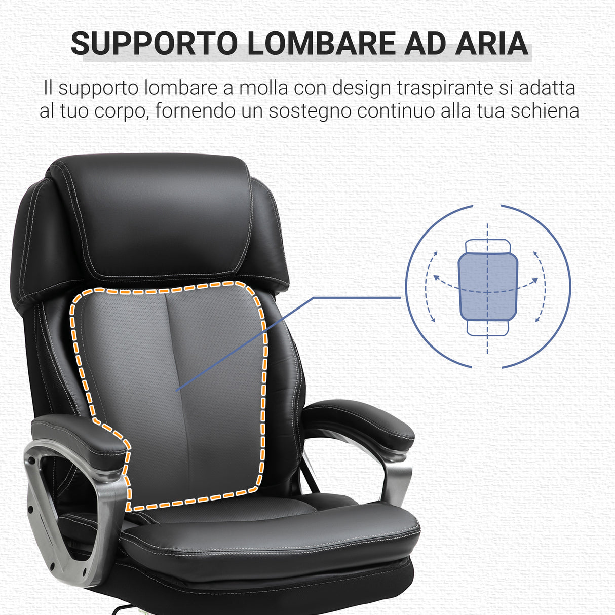 easycomfort easycomfort poltrona da ufficio ergonomica con poggiatesta altezza regolabile e dondolo sedia girevole con ruote 68x76x117 125cm nero