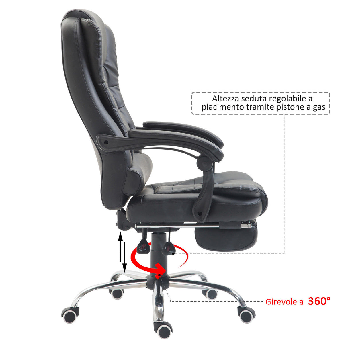 easycomfort easycomfort poltrona da ufficio imbottita regolabile girevole con poggiapiedi estraibile nero ean 8054144139036