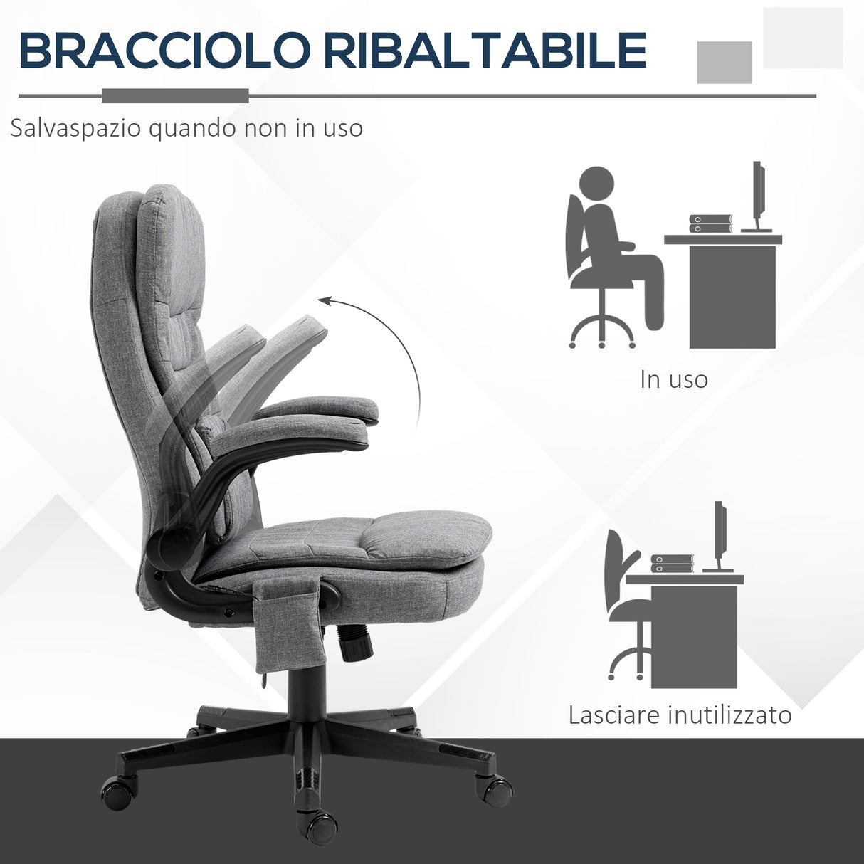 easycomfort easycomfort poltrona da ufficio massaggiante ad altezza regolabile 68 5x72x109 119cm grigia