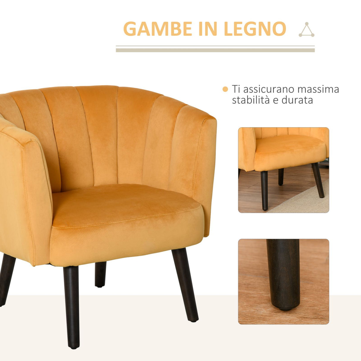 easycomfort easycomfort poltrona in velluto per soggiorno poltroncina per camera da letto gialla ean 8055776916514