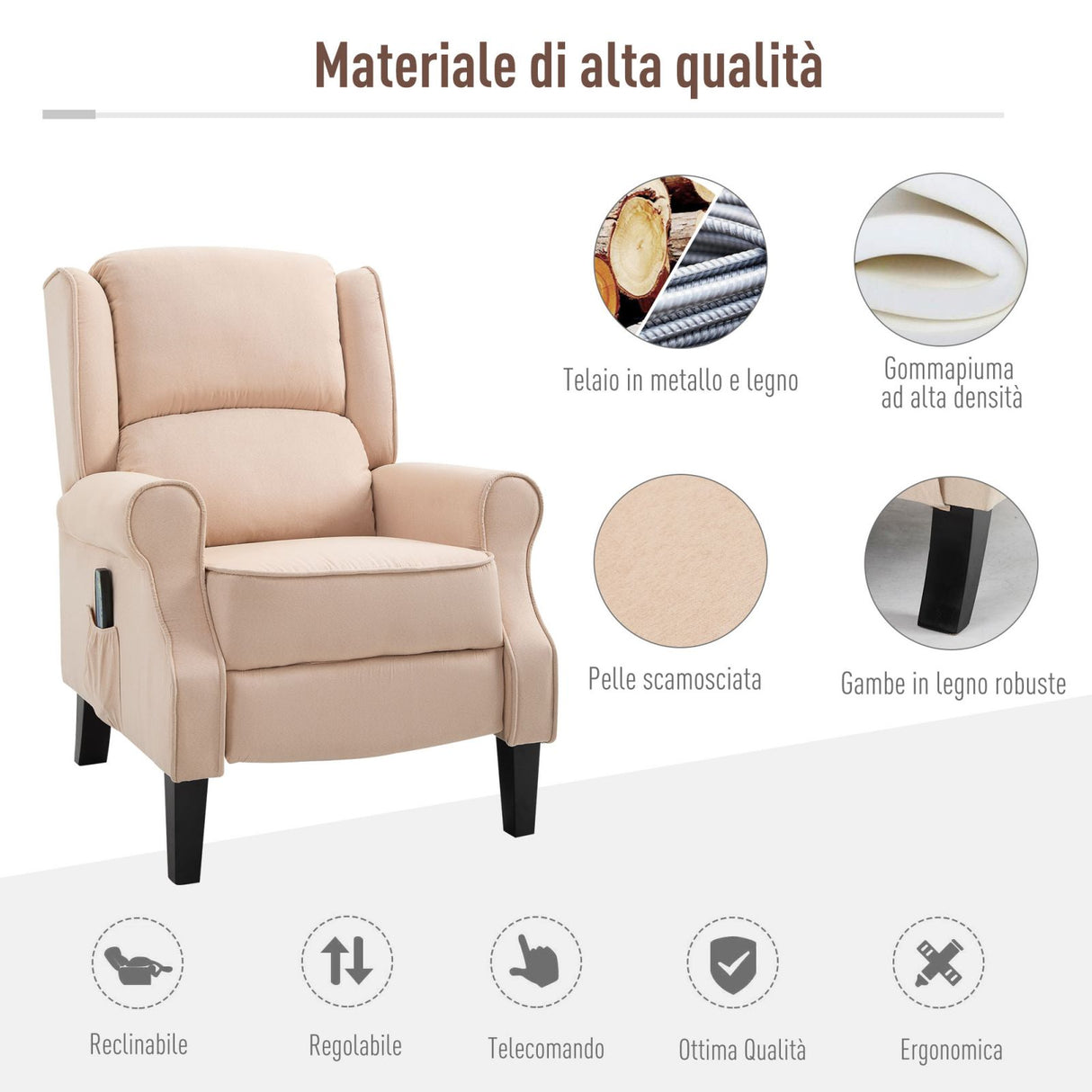 easycomfort easycomfort poltrona massaggiante in velluto beige 78x83x101cm ean 8055776913759
