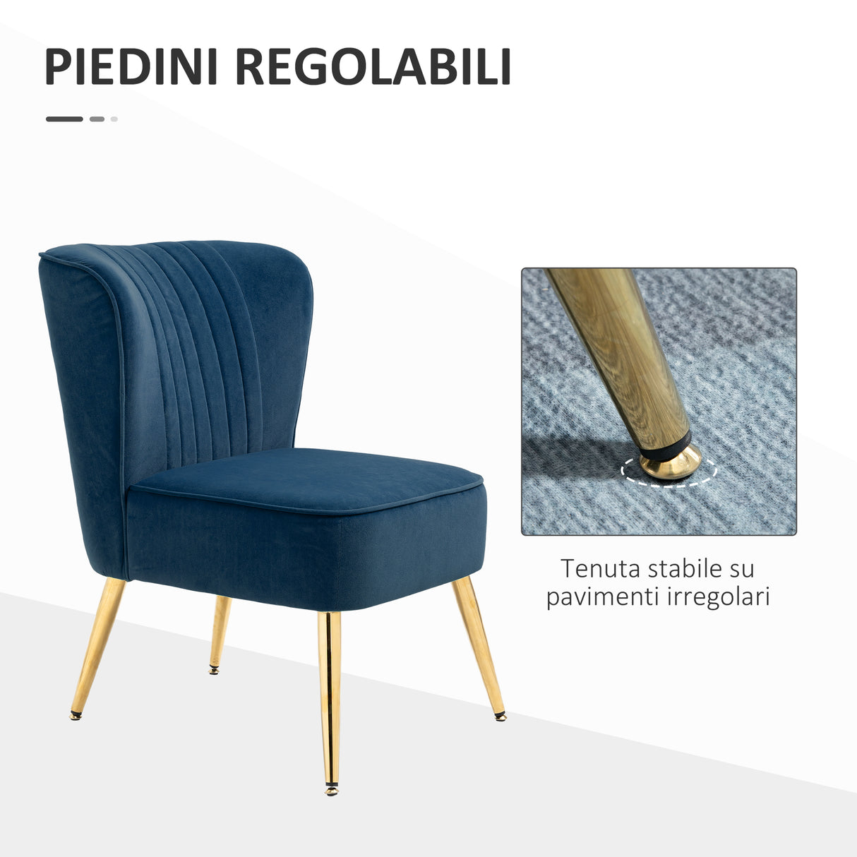 easycomfort easycomfort poltrona moderna in stile scandinavo imbottita e rivestita in tessuto vellutato 56x65 5x82 5cm blu