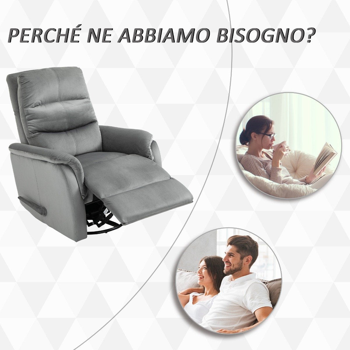 easycomfort easycomfort poltrona relax moderna in tessuto grigio con schienale reclinabile 140 ean 8055776911656