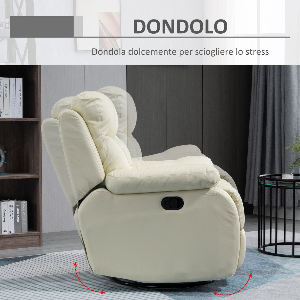 easycomfort easycomfort poltrona relax reclinabile girevole e con poggiapiedi similpelle pu e metallo bianco