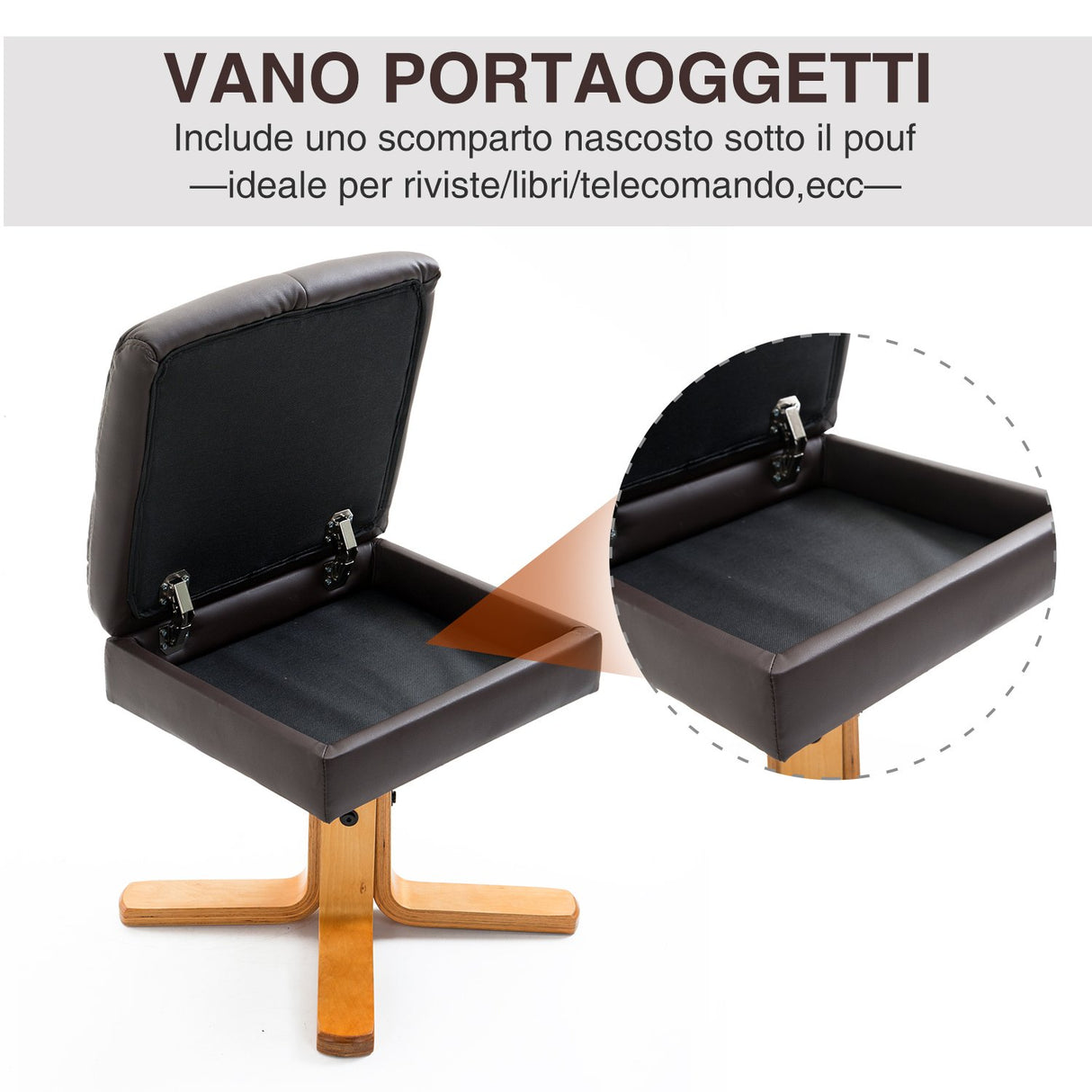 easycomfort easycomfort poltrona sedia relax reclinabile con poggiapiedi in ecopelle marrone ean 8055776910086